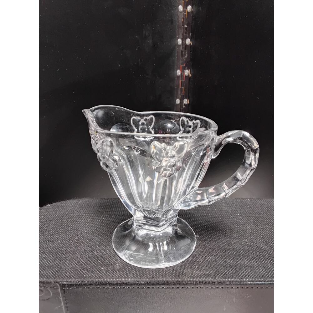 Lenox Butterfly Meadow clear glass Creamer embossed butterflies